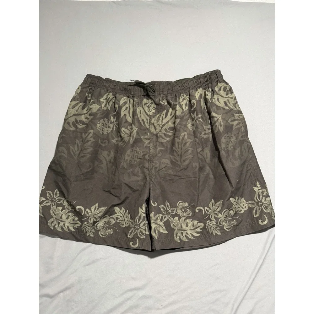 Sand n Sun green swim trunks shorts, hawaiian, lined, men's XL